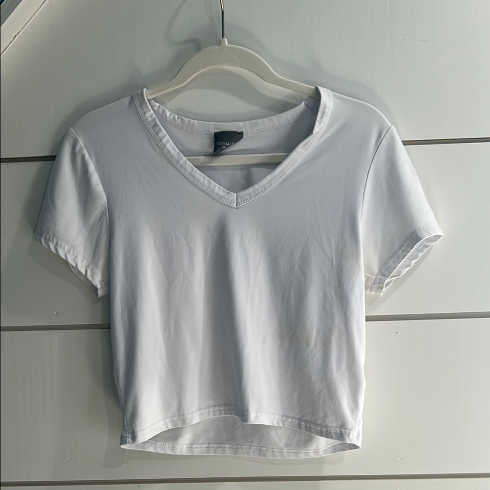 Classic White V-Neck Women's Top